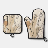 neutrale flora ovenwant & pannenlap set (Voorkant)