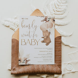 Neutrale Floral Barly Wacht op Baby Baby shower Kaart