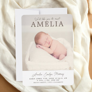 Neutrale fotocollage Baby aankondiging