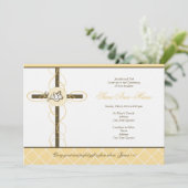 Neutrale gele kerst/Baptismeuitnodiging Kaart (Staand voorkant)