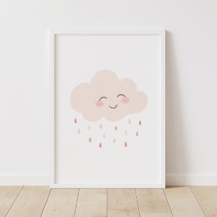 Neutrale Gelukkige Wolk Kinderkamer Decoratie Post