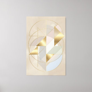 Neutrale Gouden Accenten Abstract Geometrisch Canv Canvas Afdruk