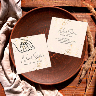 Neutrale Gouden Specks Hand Nail Salon Vierkante Visitekaartje