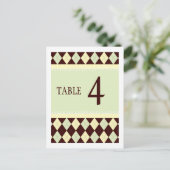 Neutrale Green Yellow Argyle Table Number kaart (Staand voorkant)