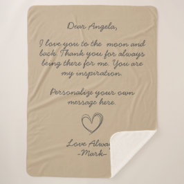 Neutrale handgeschreven liefdesbrief of -bericht sherpa deken