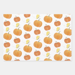 Neutrale Herfst Waterverf Pompoenen & Vlinders Inpakpapier Vel