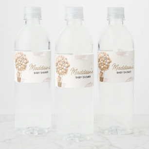 Neutrale heteluchtballon omhoog en weg Baby shower Waterfles Etiket