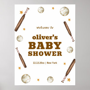 Neutrale Honkbal Baby Shower Welkom Poster