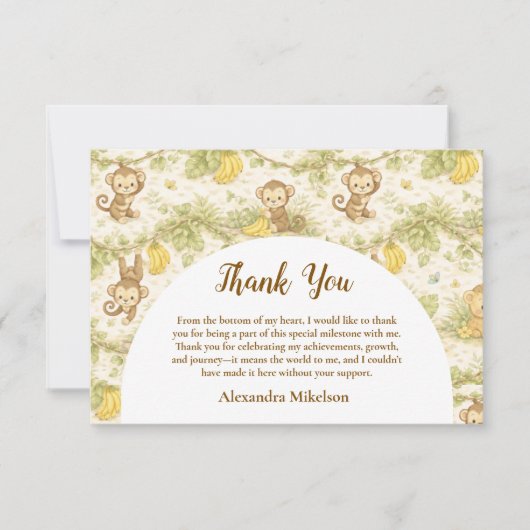 Neutrale Jungle Dieren Wilde Eén Verjaardag Bedankkaart (Voorkant)