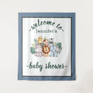Neutrale Jungle Safari Dieren Baby Shower Wild One Wandkleed