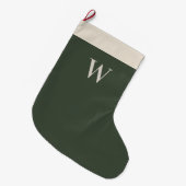 Neutrale Kerst Boerderij Mos Groen Monogram Grote Kerstsok (Voorkant (Hangend))