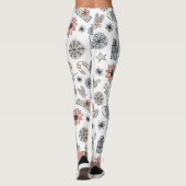 Neutrale kerst Leggings met handgetekend patroon (Achterkant)
