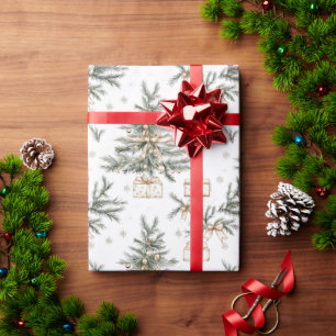 Neutrale Kerstbomen in Vintage Stijl Cadeaupapier