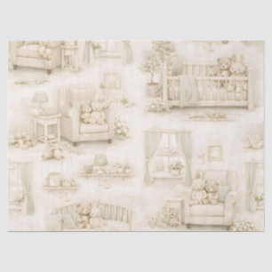 Neutrale kinderkamer teddybeer kamer beige patroon tissuepapier