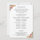 Neutrale kleuren Boho Floral bruiloft programma (Achterkant)