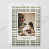 Neutrale kleuren geruite minimalistische foto vaka feestdagenkaart (Voorkant)