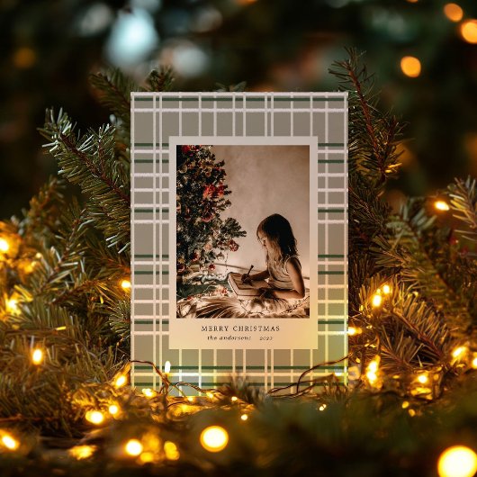 Neutrale kleuren geruite minimalistische foto vaka feestdagenkaart