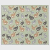 Neutrale kleuren van Cute Rabbit Pattern Wrapping Cadeaupapier (Vlak)
