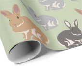 Neutrale kleuren van Cute Rabbit Pattern Wrapping Cadeaupapier (Rol Hoek)