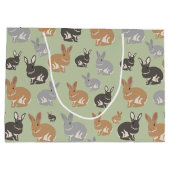 Neutrale kleuren van het Cute Rabbit Pattern-patro Groot Cadeauzakje (Achterkant)