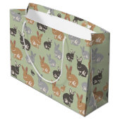 Neutrale kleuren van het Cute Rabbit Pattern-patro Groot Cadeauzakje (Achterkant Gekanteld)
