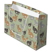 Neutrale kleuren van het Cute Rabbit Pattern-patro Groot Cadeauzakje (Voorkant Gekanteld)