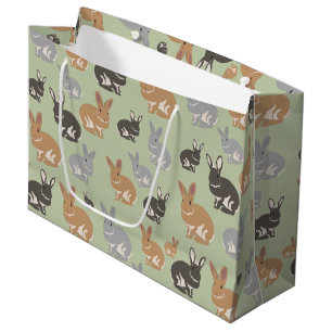 Neutrale kleuren van het Cute Rabbit Pattern-patro Groot Cadeauzakje