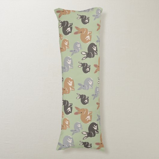 Neutrale kleuren van het Cute Rabbit Pattern-patro Lichaamskussen (Voorkant Verticaal)
