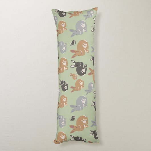 Neutrale kleuren van het Cute Rabbit Pattern-patro Lichaamskussen (Achterkant (Verticaal))