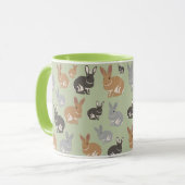 Neutrale kleuren van het Cute Rabbit Pattern-patro Mok (Voorkant links)