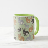 Neutrale kleuren van het Cute Rabbit Pattern-patro Mok (Voorkant rechts)