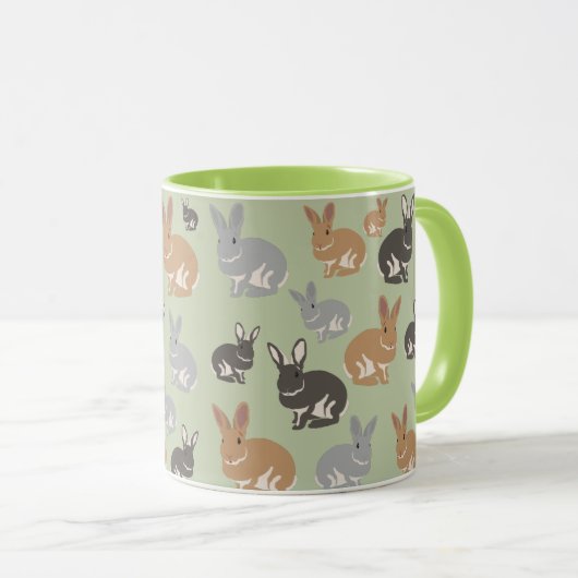 Neutrale kleuren van het Cute Rabbit Pattern-patro Mok (Voorkant rechts)
