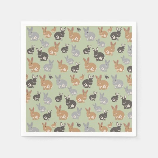 Neutrale kleuren van het Cute Rabbit Pattern-patro Servet (Voorkant)