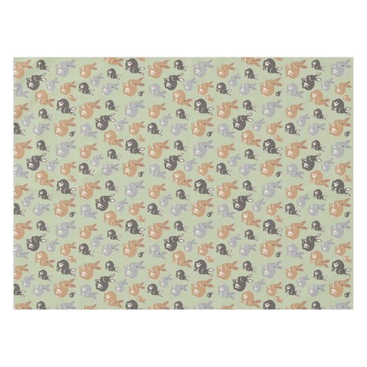 Neutrale kleuren van het Cute Rabbit Pattern-patro Tafelkleed (Voorkant (Horizontaal))