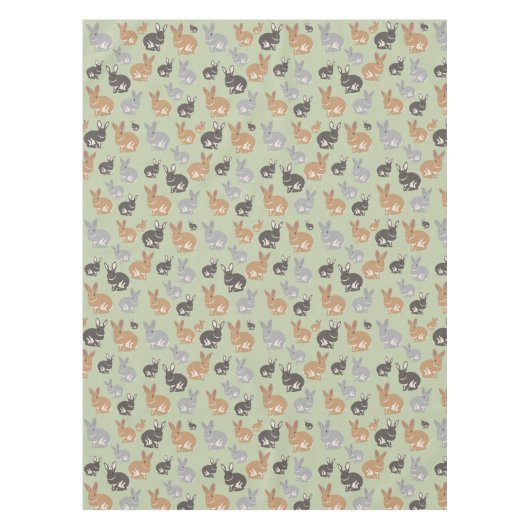 Neutrale kleuren van het Cute Rabbit Pattern-patro Tafelkleed (Voorkant)