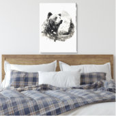 Neutrale kleuren Waterverf beer in het bos Canvas Afdruk (Insitu (Slaapkamer))
