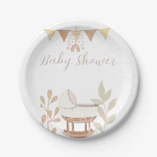 Neutrale kleurtinten Baby shower Papieren Bordje