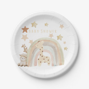 Neutrale kleurtinten baby shower papieren bordje