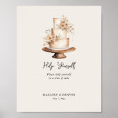 Neutrale Landelijke Vintage Bloemige Trouwtaart Poster (Voorkant)