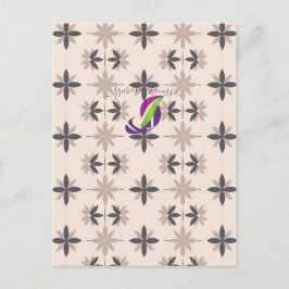Neutrale mid-century modern geometrische bloempatr briefkaart