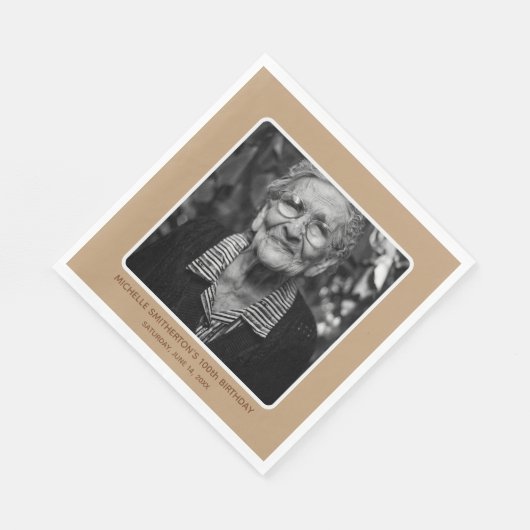 Neutrale mijlpaal 100e verjaardag foto servet (Hoek)