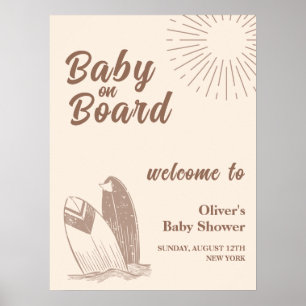 Neutrale Minimale Boho Surfplank Baby Shower Welko Poster