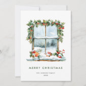 Neutrale minimalistische Boho kerstcompositie Feestdagenkaart (Voorkant)