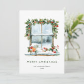 Neutrale minimalistische Boho kerstcompositie Feestdagenkaart (Staand voorkant)