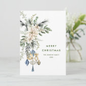 Neutrale minimalistische Boho kerstcompositie Feestdagenkaart (Staand voorkant)