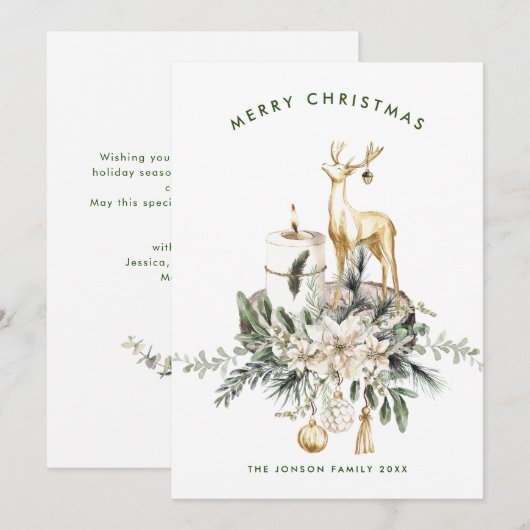 Neutrale minimalistische Boho kerstcompositie Feestdagenkaart (Voorkant / Achterkant)