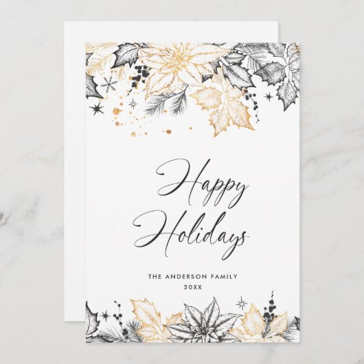 Neutrale minimalistische Boho kerstcompositie Feestdagenkaart (Voorkant / Achterkant)