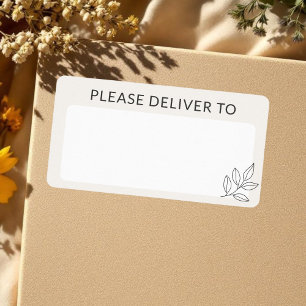 Neutrale minimalistische levering aan verzendkoste etiket