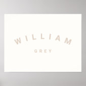 Neutrale minimalistische naam Nursery Decor Poster (Voorkant)