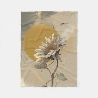 Neutrale Minimalistische Zonnebloem Omlijning Fleece Deken